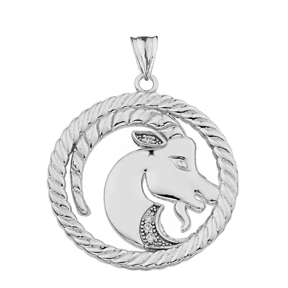 Sterling Silver 12 Astrological Diamond Zodiac in Rope Pendant Necklace, view 22