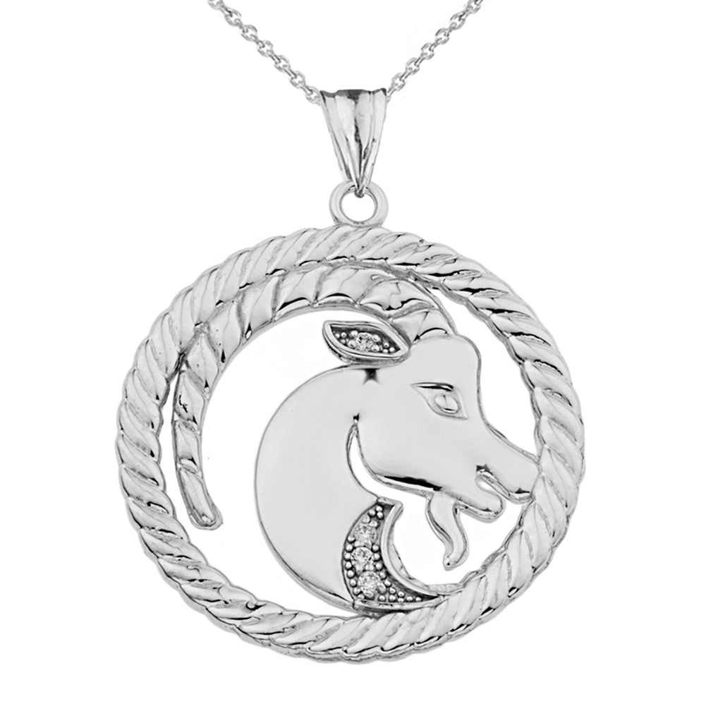 Sterling Silver 12 Astrological Diamond Zodiac in Rope Pendant Necklace, view 23