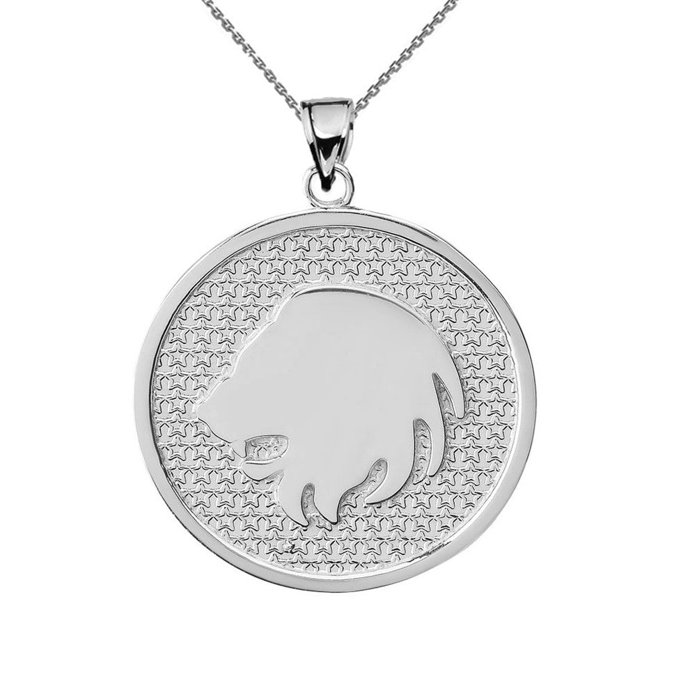 Sterling Silver 12 Astrological Zodiac Disc Pendant Necklace, view 10