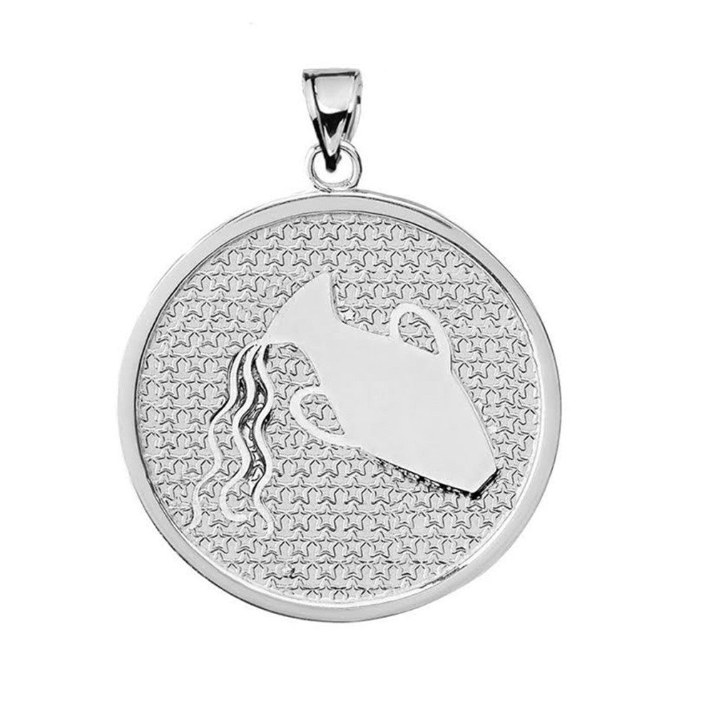 Sterling Silver 12 Astrological Zodiac Disc Pendant Necklace, view 19