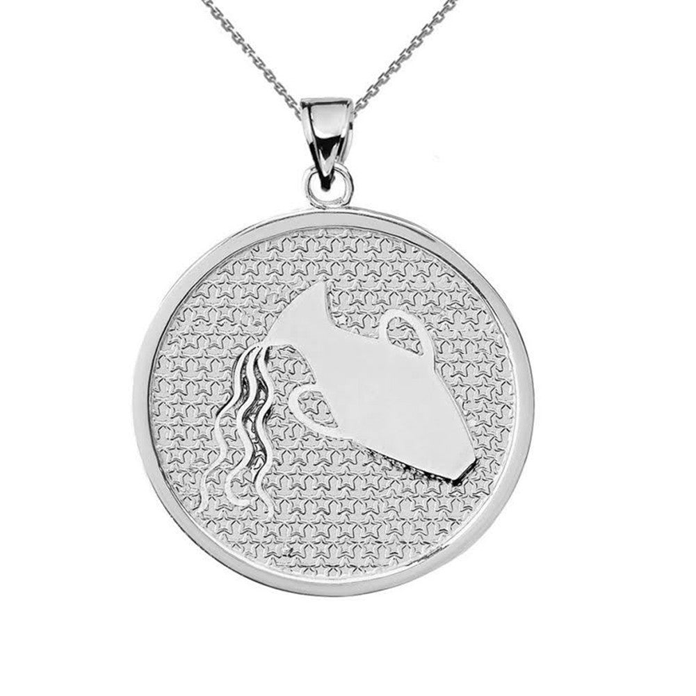 Sterling Silver 12 Astrological Zodiac Disc Pendant Necklace, view 20