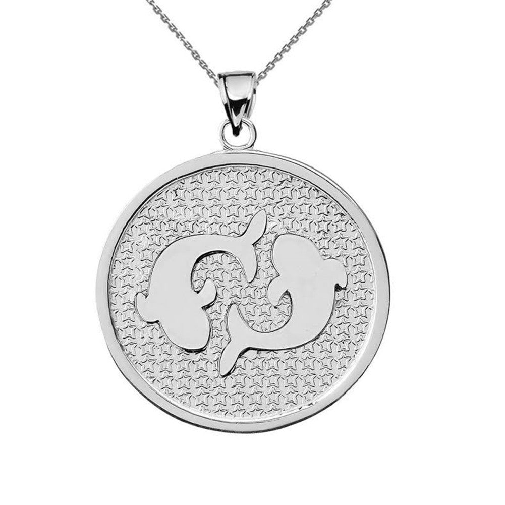 Sterling Silver 12 Astrological Zodiac Disc Pendant Necklace, view 22