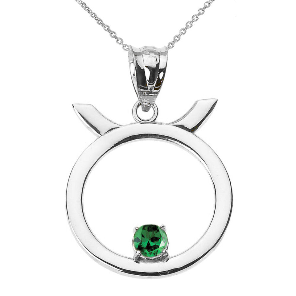 Sterling Silver 12 Astrological Zodiac Sign With Birthstone Pendant Necklace, view 7