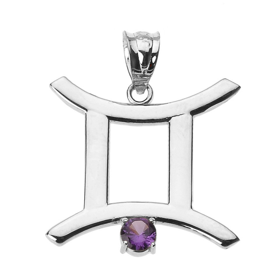 Sterling Silver 12 Astrological Zodiac Sign With Birthstone Pendant Necklace, view 8