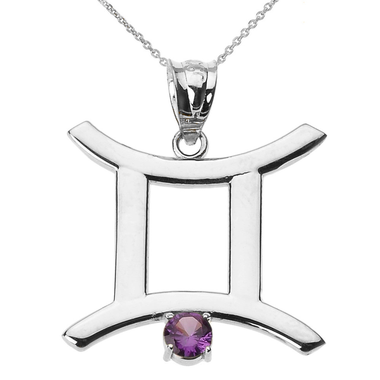 Sterling Silver 12 Astrological Zodiac Sign With Birthstone Pendant Necklace, view 9