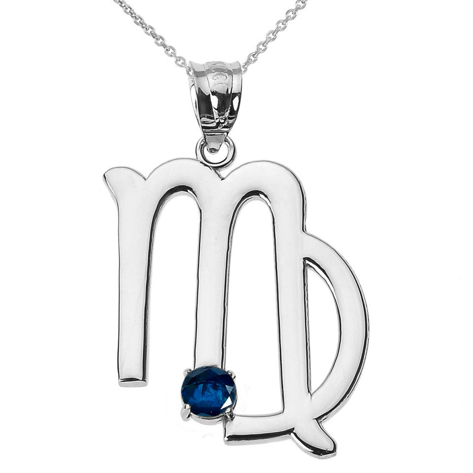 Sterling Silver 12 Astrological Zodiac Sign With Birthstone Pendant Necklace, view 15