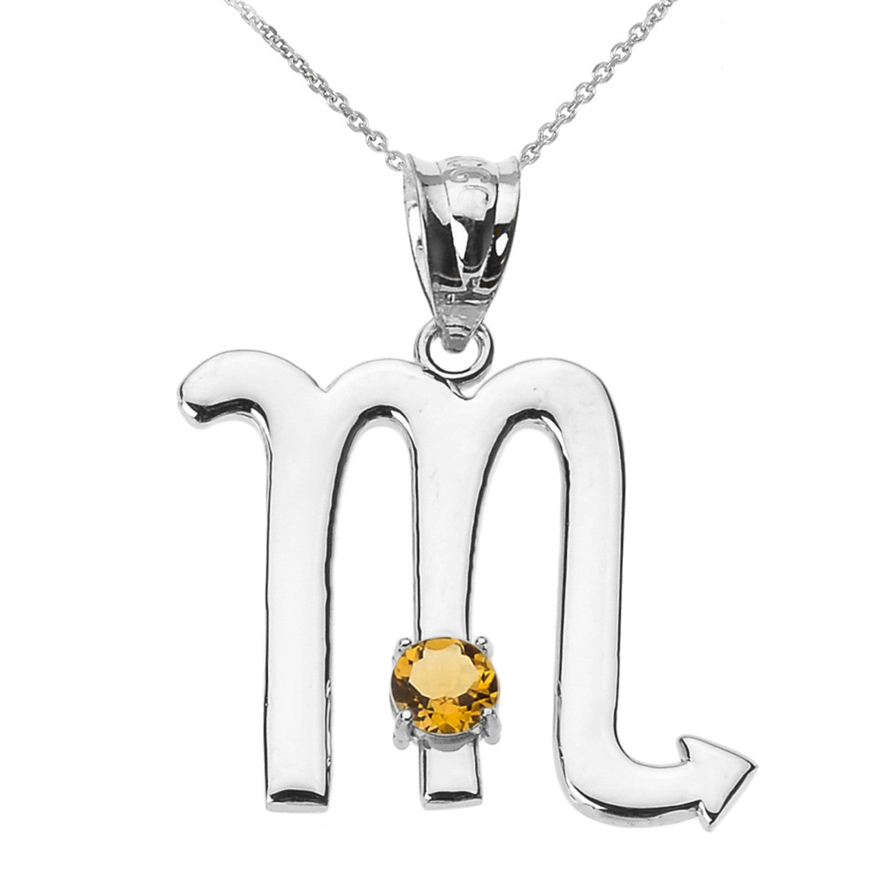 Sterling Silver 12 Astrological Zodiac Sign With Birthstone Pendant Necklace, view 19