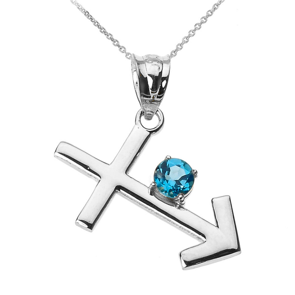 Sterling Silver 12 Astrological Zodiac Sign With Birthstone Pendant Necklace, view 21