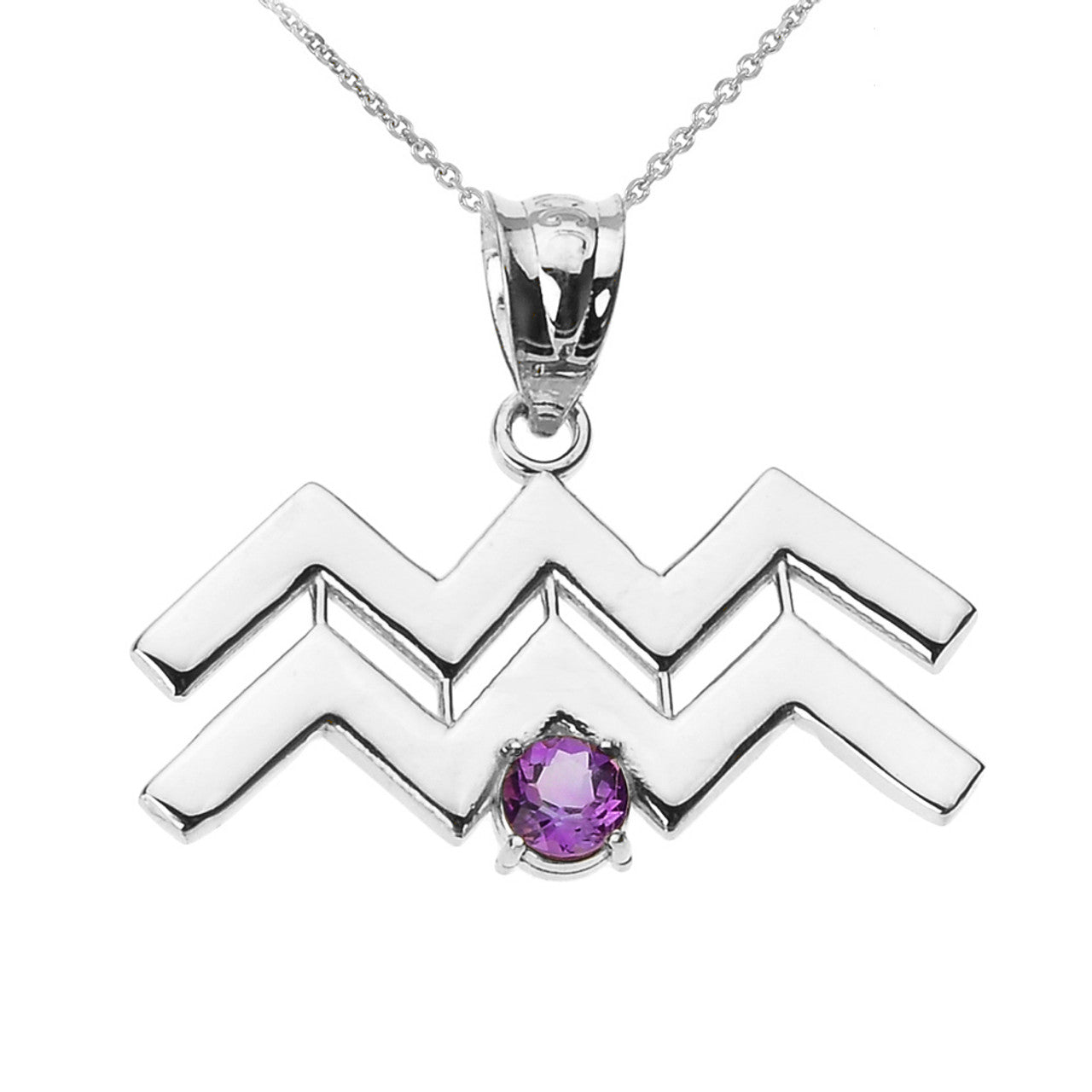 Sterling Silver 12 Astrological Zodiac Sign With Birthstone Pendant Necklace, view 25