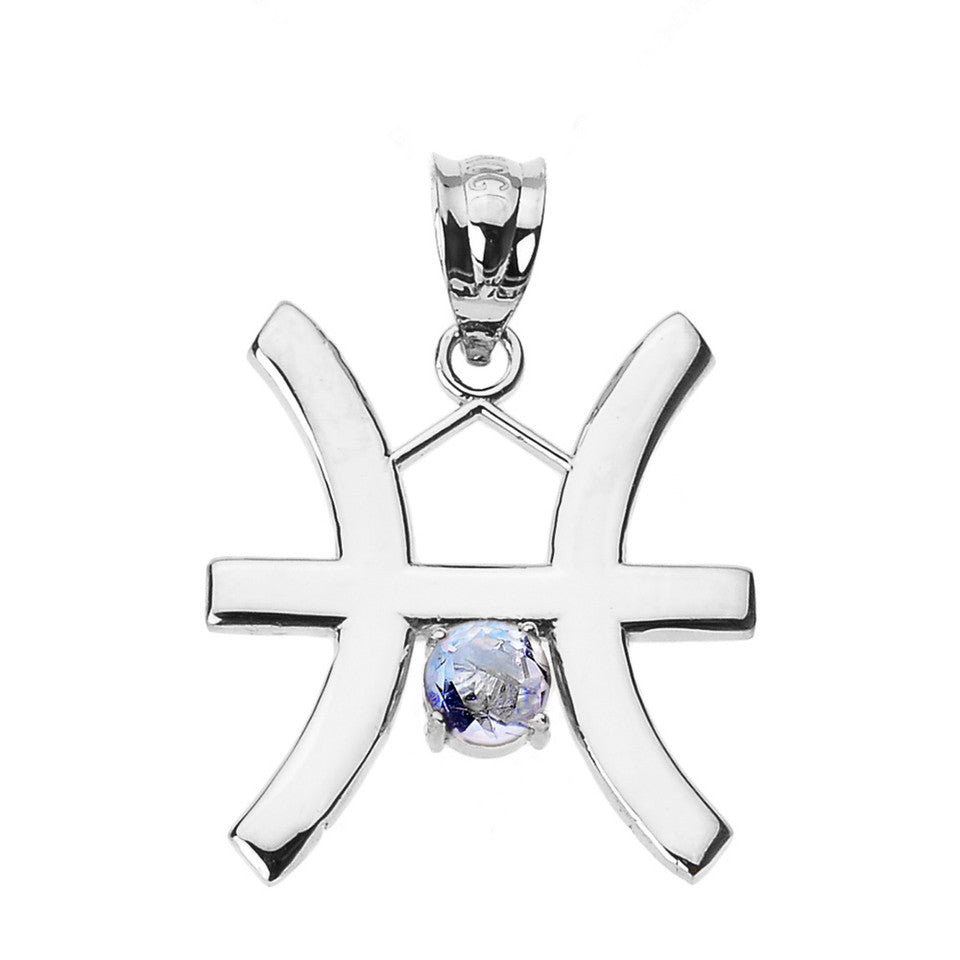 Sterling Silver 12 Astrological Zodiac Sign With Birthstone Pendant Necklace, view 26