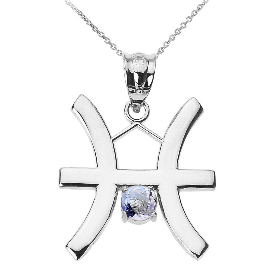 Sterling Silver 12 Astrological Zodiac Sign With Birthstone Pendant Necklace, view 27