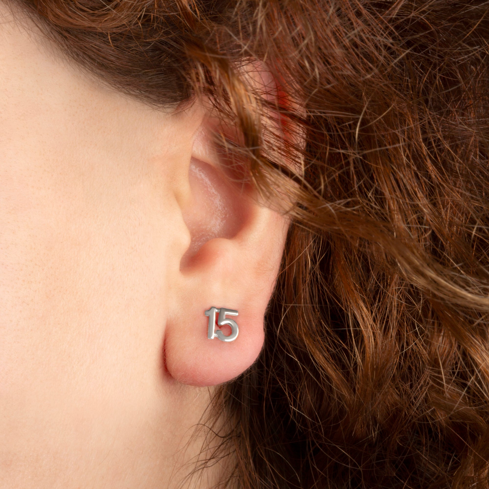 Sterling Silver 15 Años Quinceañera Stud Earrings, view 2