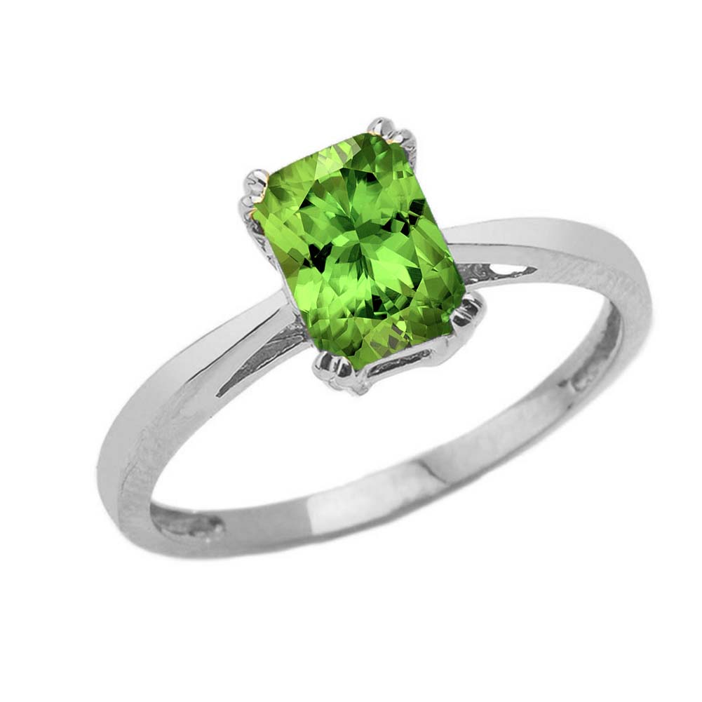 Sterling Silver 1ct Personalized Lab Created Emerald Cut Birthstone Ring, view 2