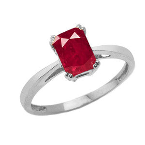 Sterling Silver 1ct Personalized Lab Created Emerald Cut Birthstone Ring, view 7