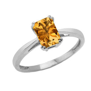 Sterling Silver 1ct Personalized Lab Created Emerald Cut Birthstone Ring, view 9