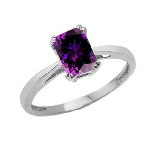 Sterling Silver 1ct Personalized Lab Created Emerald Cut Birthstone Ring, view 11
