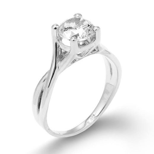 Sterling Silver 2.50 ct CZ Solitaire Infinity Band Proposal Engagement Ring