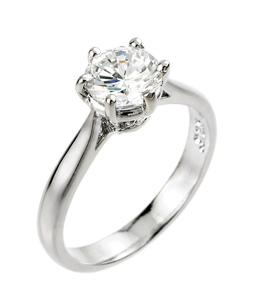 Sterling Silver 3 ct CZ (8 mm) Solitaire Engagement Ring
