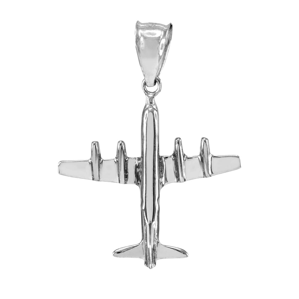Sterling Silver 3D Airplane Pendant Necklace, view 2