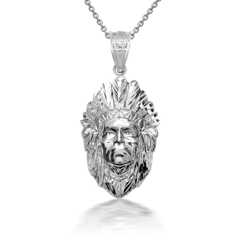 Sterling Silver 3D Apache Pendant Necklace, view 3