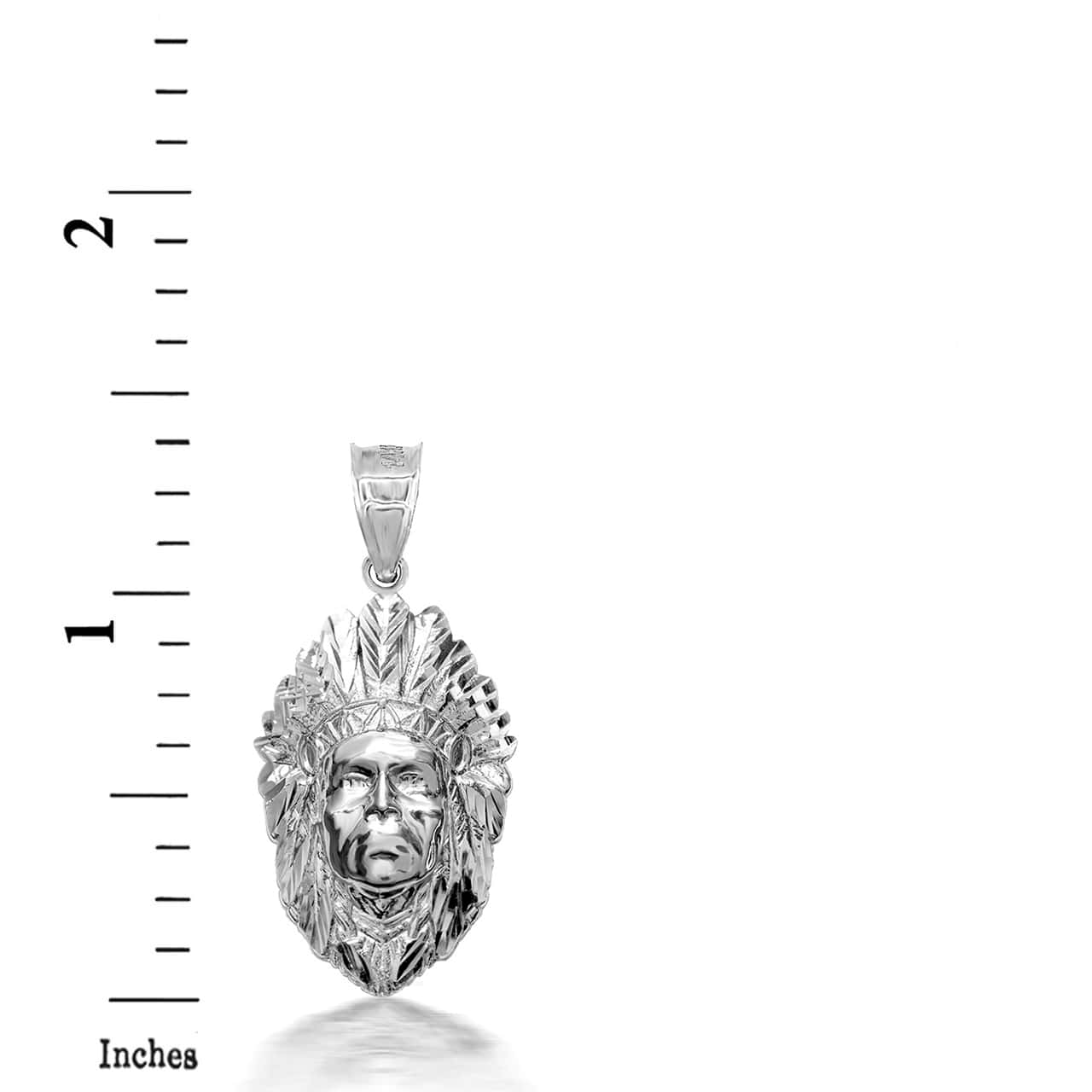 Sterling Silver 3D Apache Pendant Necklace, view 4