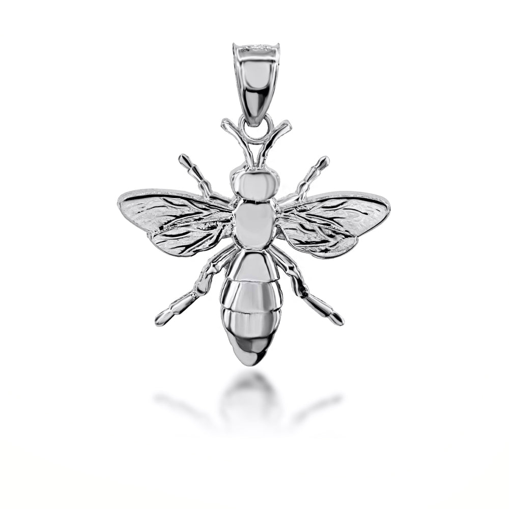 Sterling Silver 3D Bumble Bee Charm Pendant Necklace
