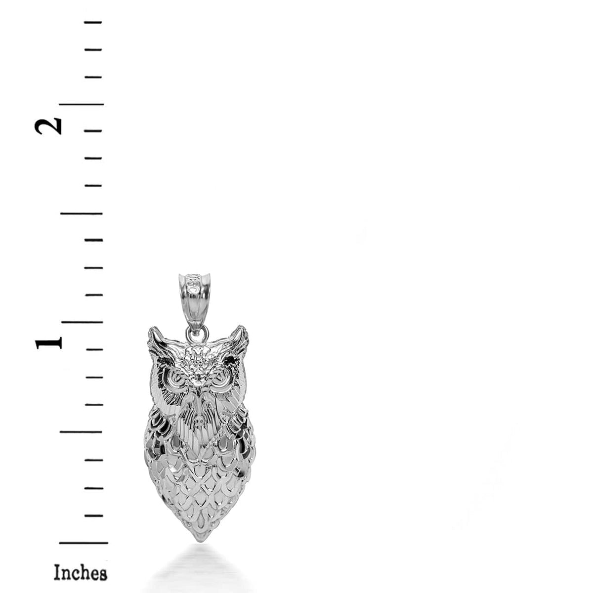 Sterling Silver 3D Diamond Cut Owl Caged Back Pendant Necklace, view 3