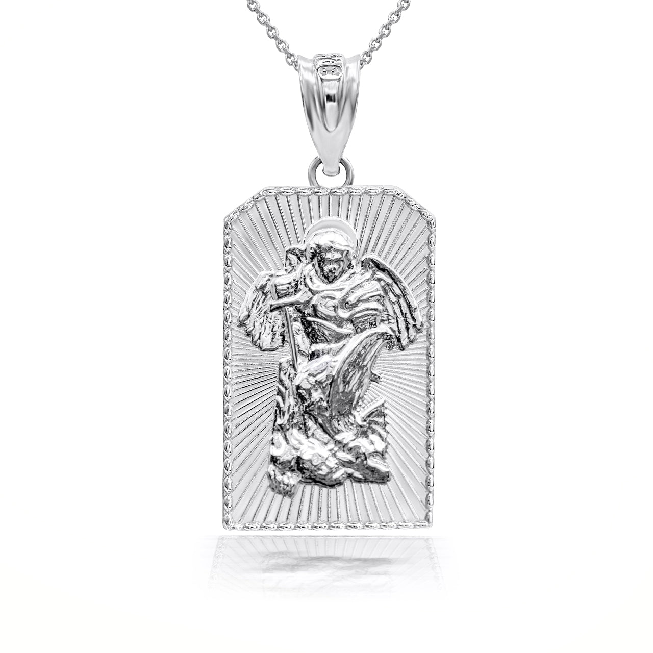 Sterling Silver 3D Saint Michael Archangel Pendant Necklace, view 2