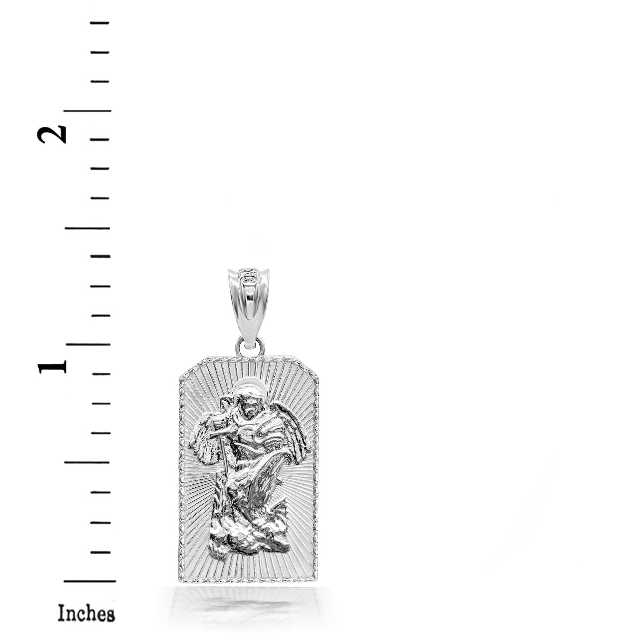Sterling Silver 3D Saint Michael Archangel Pendant Necklace, view 4