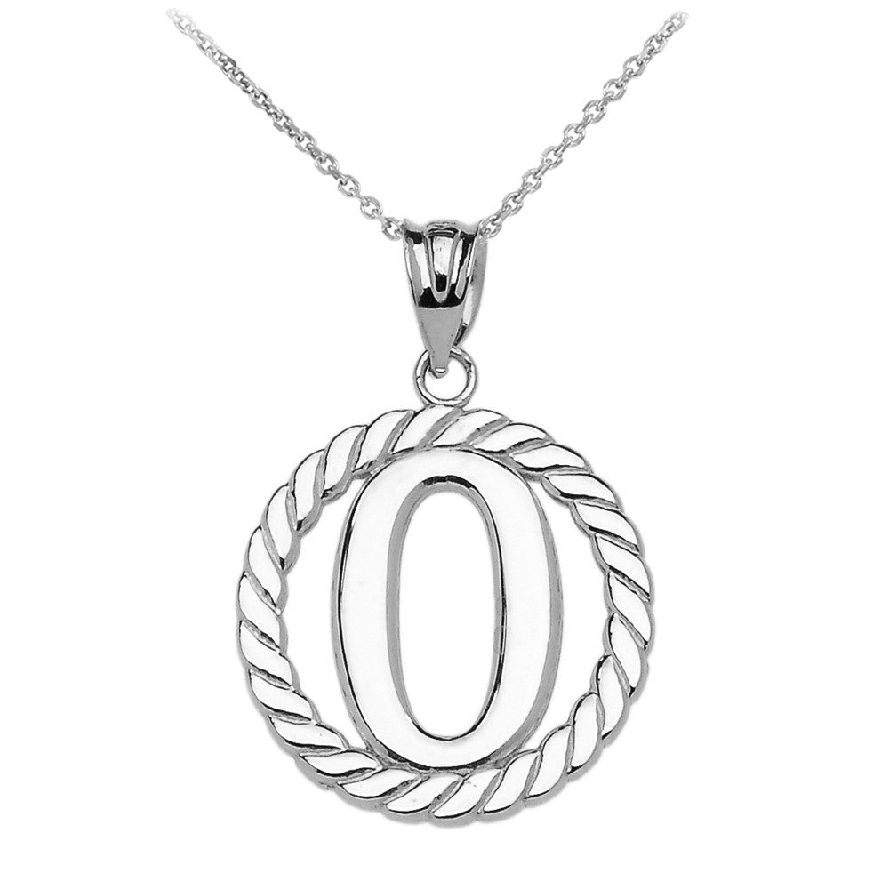 Sterling Silver "A-Z" Initial In Rope Circle Pendant Necklace, view 15