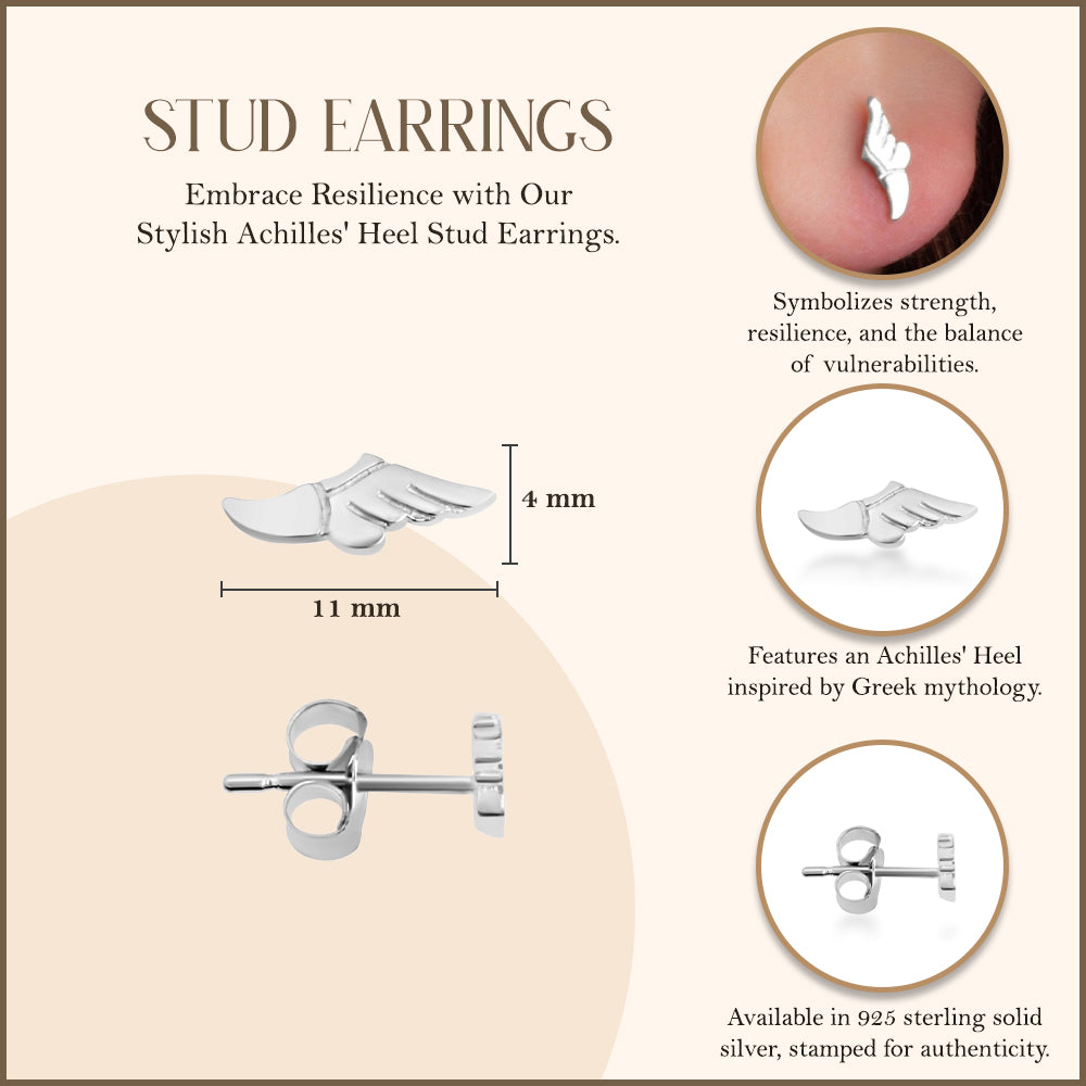 Sterling Silver Achilles' Heel Stud Earrings, view 3