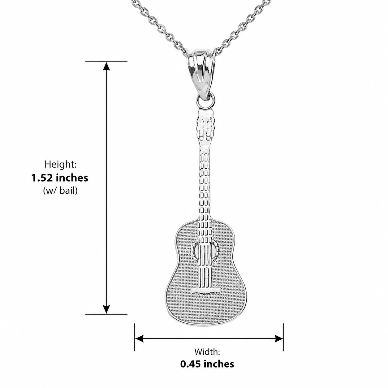 Sterling Silver Acoustic Guitar Music Pendant Necklace, view 2