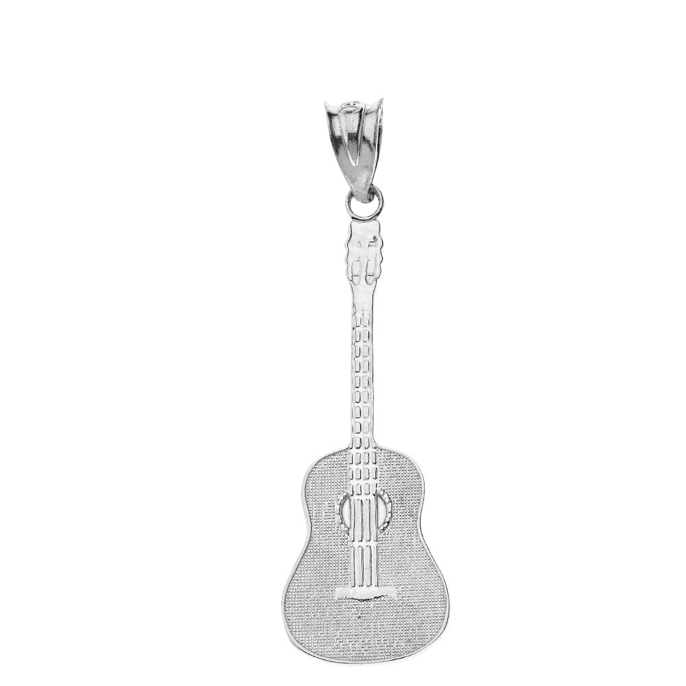 Sterling Silver Acoustic Guitar Music Pendant Necklace, view 3