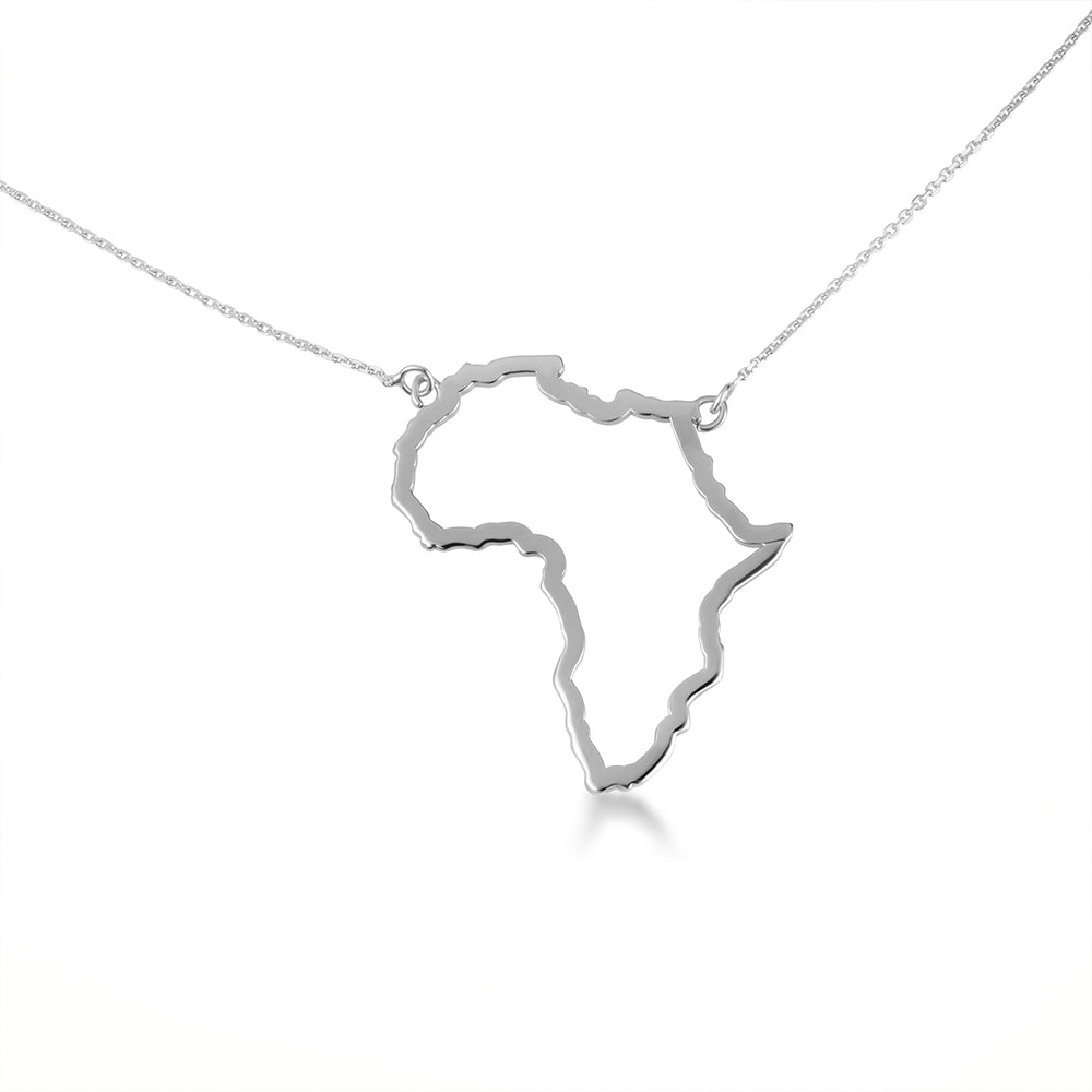 Sterling Silver Africa Map Pendant Necklace