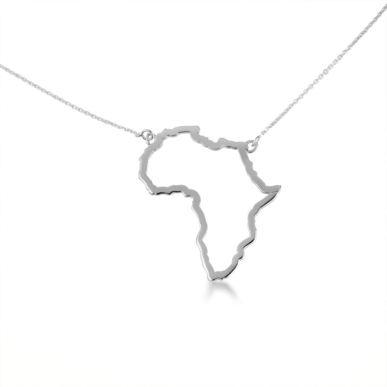 Sterling Silver Africa Map Pendant Necklace
