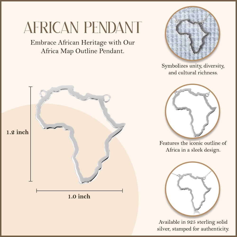 Sterling Silver Africa Map Pendant Necklace, view 3