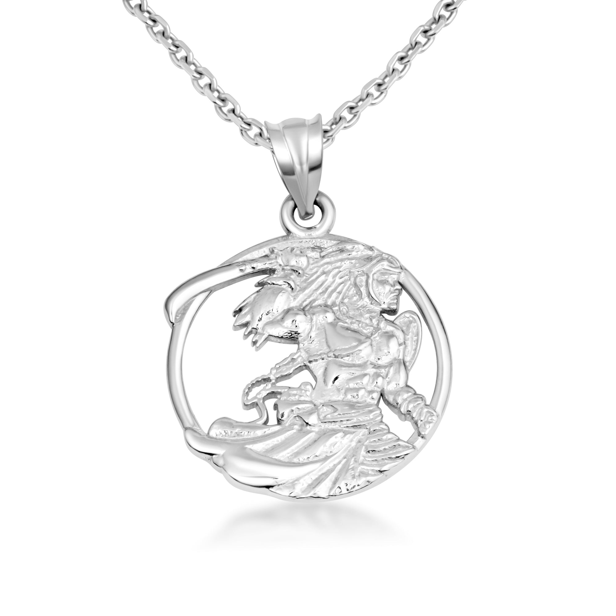 Sterling Silver Afro-Brazilian Deity Ogum Orisha Pendant Necklace, view 4