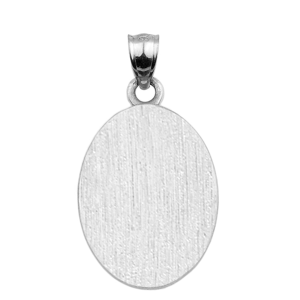 Sterling Silver Allah Engravable Oval Pendant Necklace, view 3