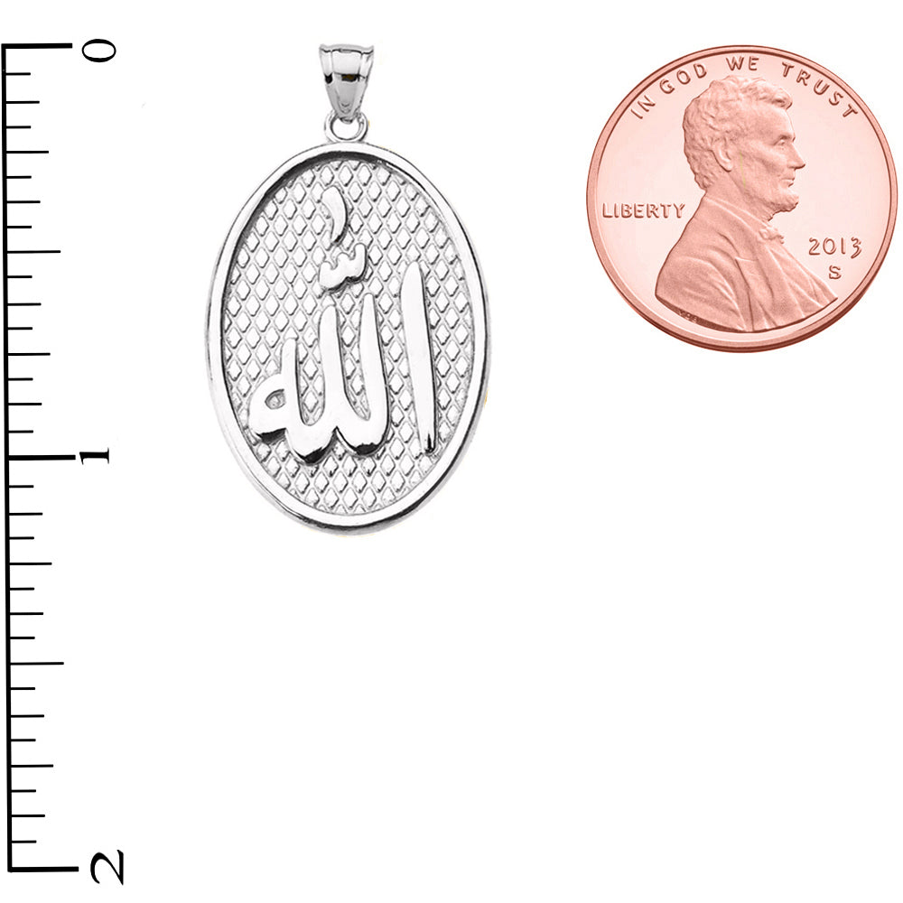 Sterling Silver Allah Oval Pendant Necklace, view 3