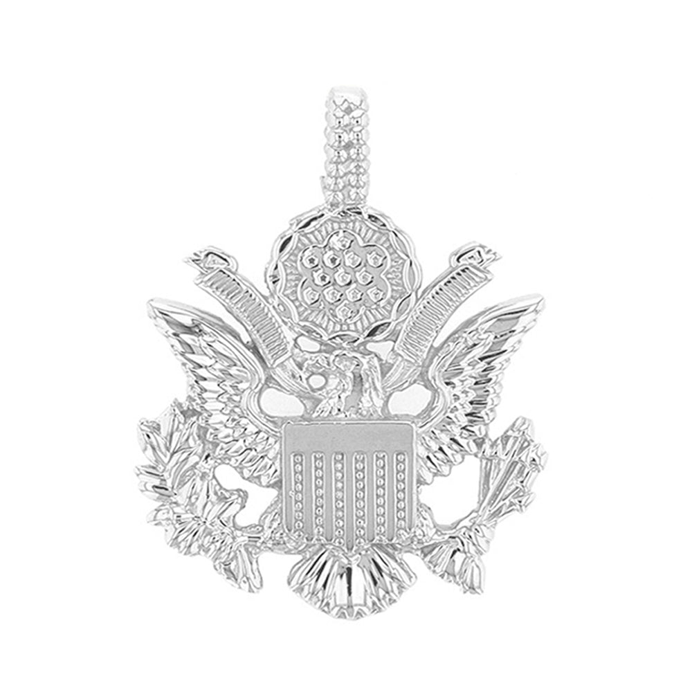 Sterling Silver American Eagle Coat of Arms Pendant Necklace, view 2
