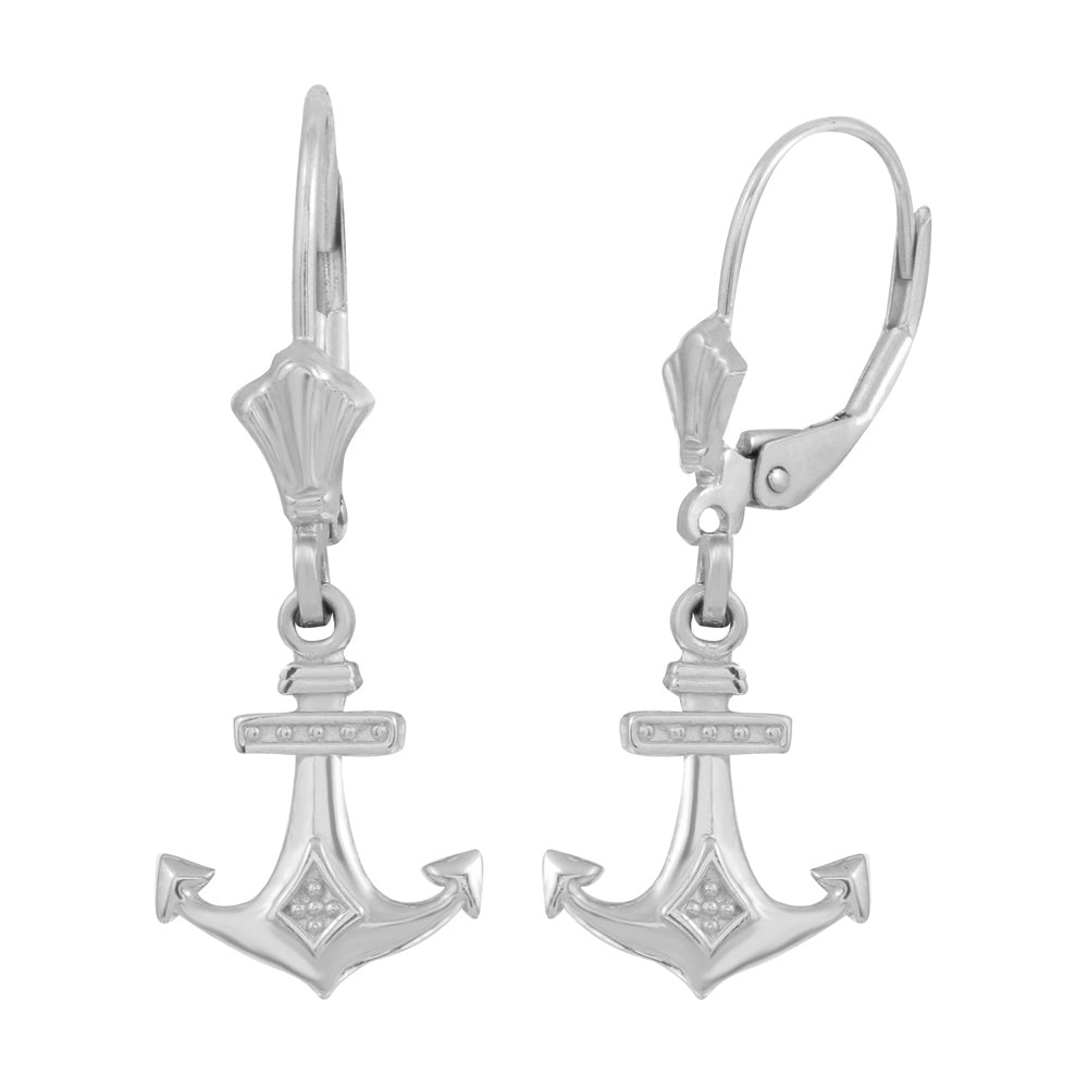 Sterling Silver Anchor Nautical Earring Set