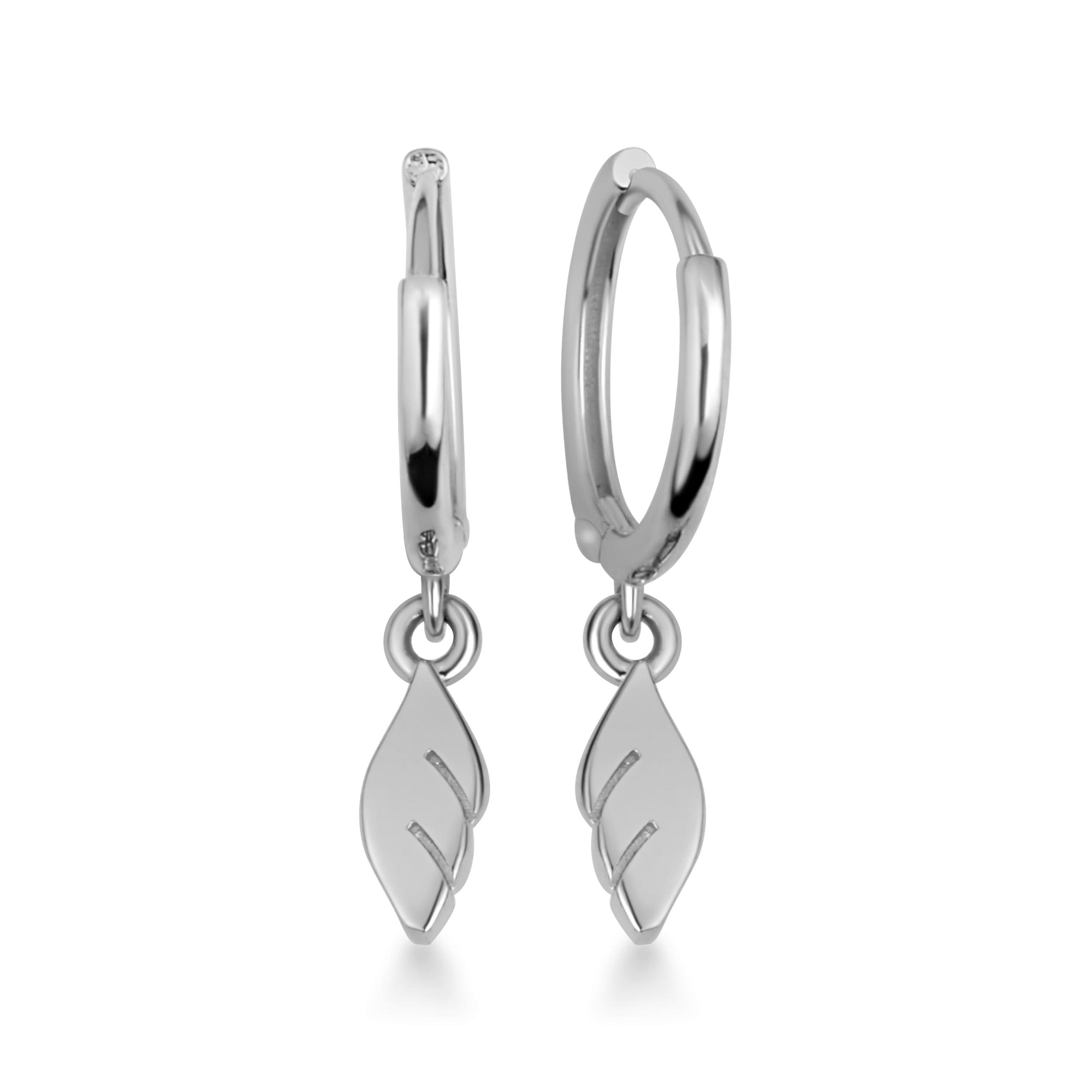 Sterling Silver Angel Wings Drop Huggie Hoop Earrings