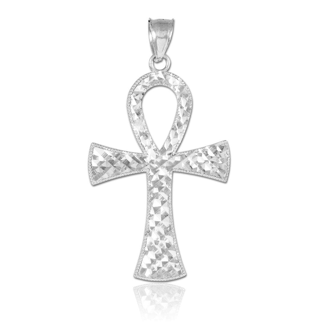 Sterling Silver Ankh Cross Pendant Necklace, view 2