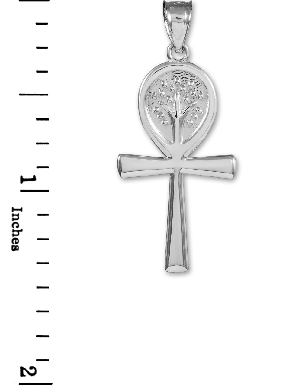 Sterling Silver Ankh Cross Tree of Life Pendant Necklace, view 3