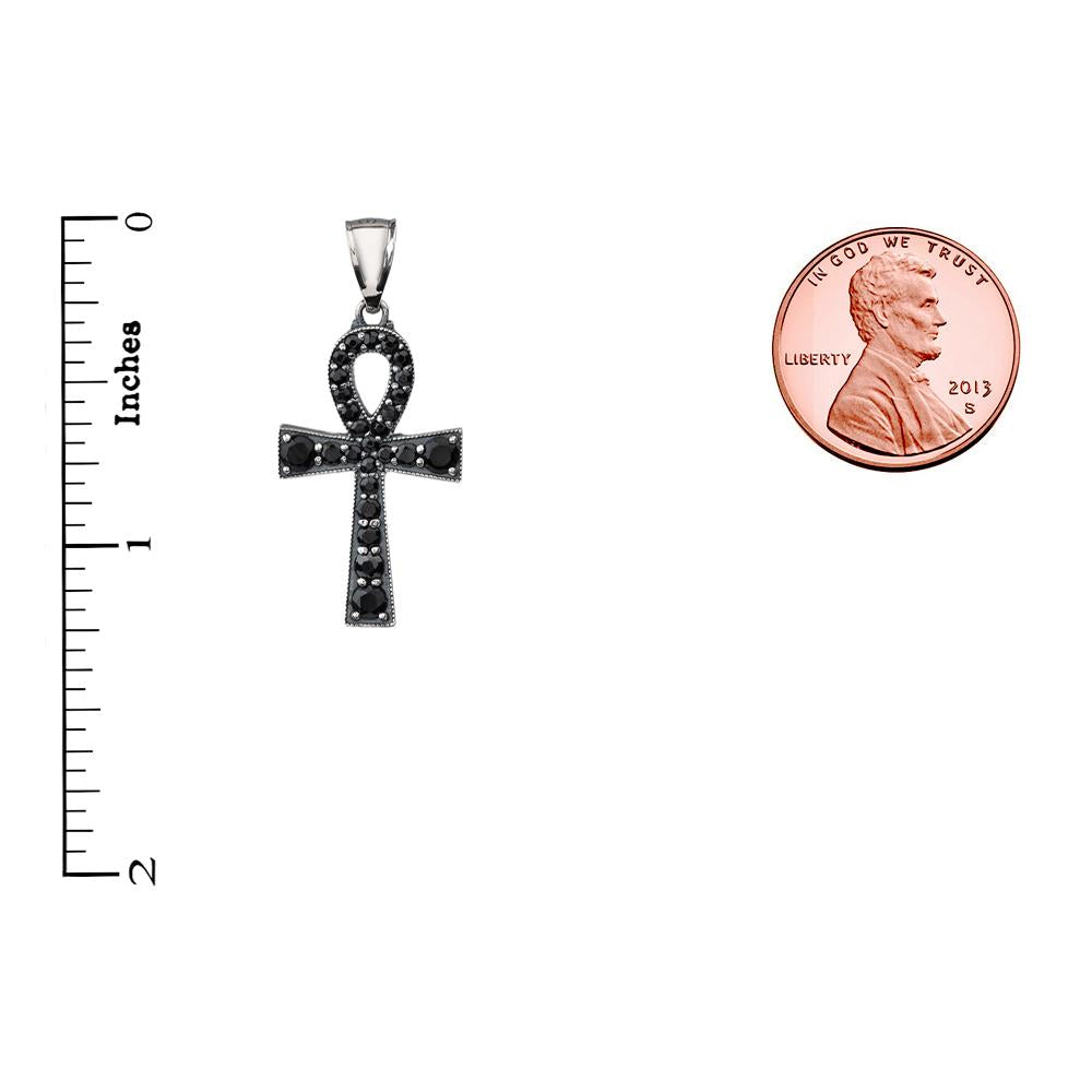 Sterling Silver Ankh Cross with Black Onyx, view 3
