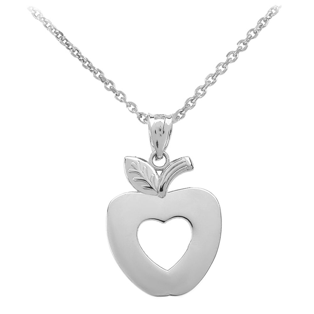 Sterling Silver Apple Heart Pendant Necklace