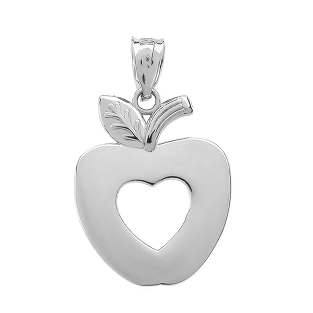 Sterling Silver Apple Heart Pendant Necklace, view 2