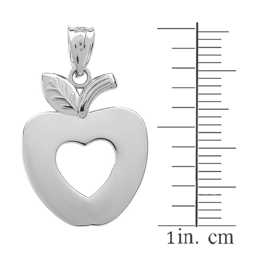 Sterling Silver Apple Heart Pendant Necklace, view 3