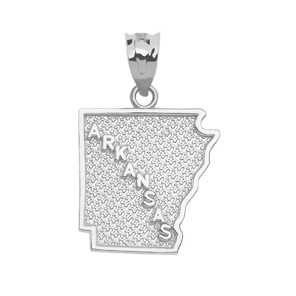 Sterling Silver Arkansas State Map Pendant Necklace, view 2