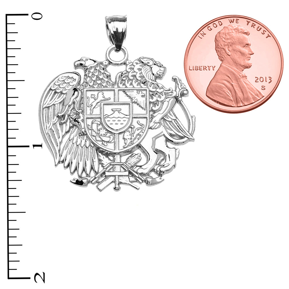 Sterling Silver Armenian National Coat of Arms Eagle and Lion Pendant Necklace, view 3